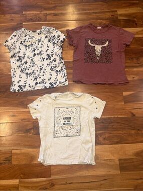Lot of 3 XL girls tops cowboy western cheetah print Buckle Daytrip modish rebel